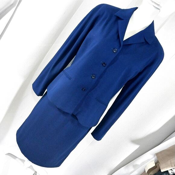 NWOT! TALBOTS! PURE WOOL ROYAL BLUE IMPECCABLY TAILORED SKIRT SUIT! SZ 10 - Picture 1 of 11